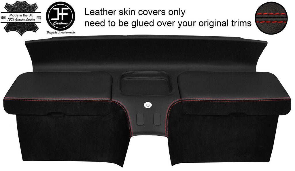 RED STITCH REAR STORAGE PANEL LEATHER&SUEDE COVER FOR HONDA CRX DEL SOL 92-97