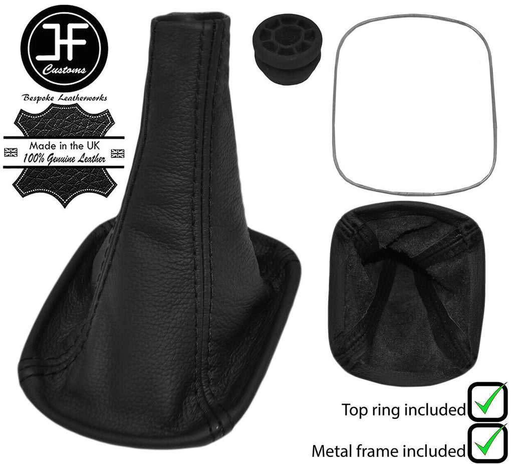 BLACK STITCH LEATHER GEAR GAITER+METAL FRAME+TOP RING FOR TOYOTA MR2 MK3 00-07