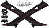 RED STITCH 2X A PILLAR REAL LEATHER COVERS FITS RANGE ROVER EVOQUE 2011-2018