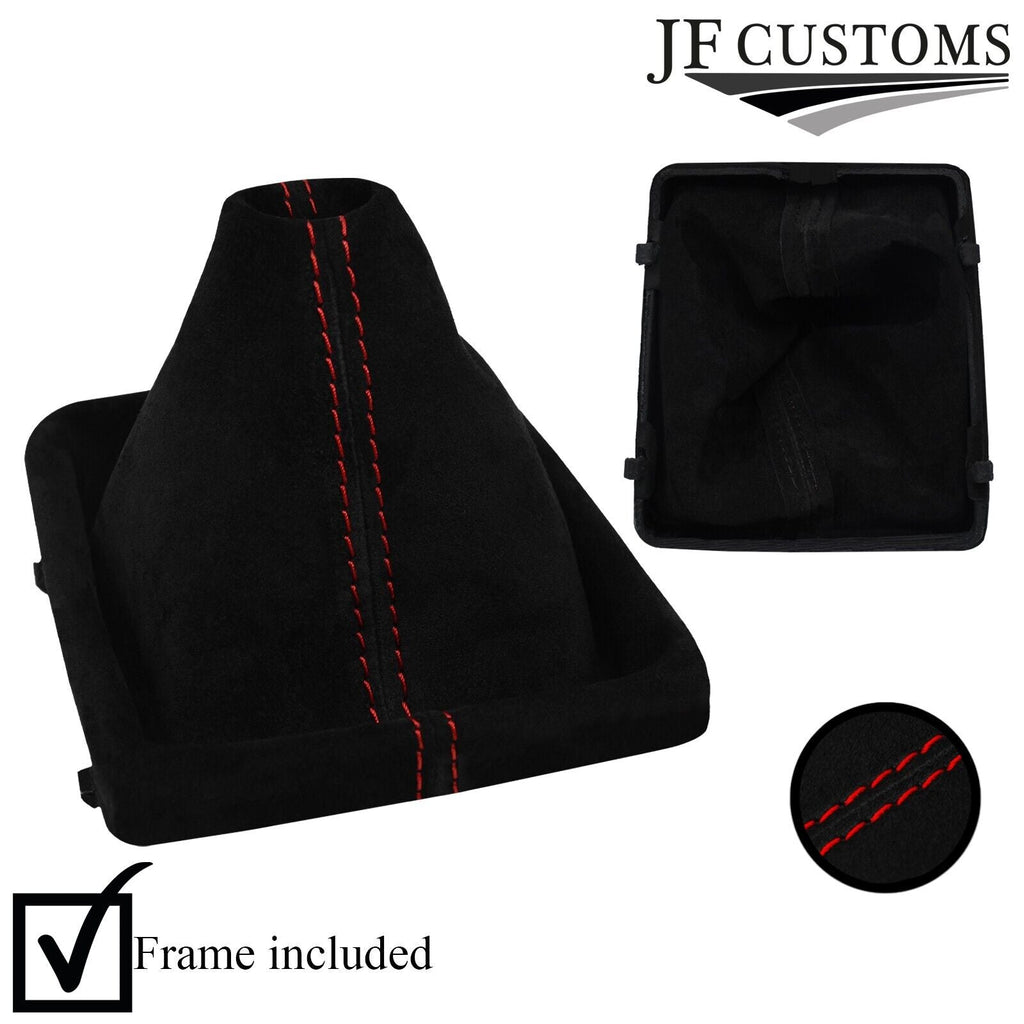 RED STITCH MANUAL SUEDE GEAR GAITER COVER+PLASTIC FRAME FOR AUDI Q2 16-22