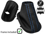 BLUE STITCH PERFORATED LEATHER DSG GEAR+PLASTIC FRAME FOR VW GOLF MK5 V 03-09
