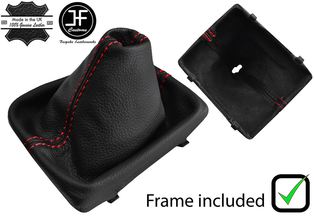 RED STITCH LEATHER MANUAL GEAR GAITER WITH PLASTIC FRAME FOR AUDI A3 13-18