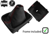 RED STITCH LEATHER MANUAL GEAR GAITER WITH PLASTIC FRAME FOR AUDI A3 13-18