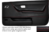 RED STITCH 2X FRONT DOOR CARD SKIN COVERS FITS VW GOLF MK2 JETTA 83-92 3DR