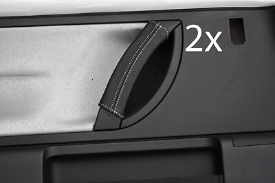 whte stitching FITS VW BEETLE 98-11 BLACK LEATHER 2X DOOR HANDLE COVERS ONLY