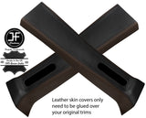 BLACK & BROWN LEATHER 2X UPPER B PILLAR COVER FOR JEEP WRANGLER JK 11-17 4 DOOR
