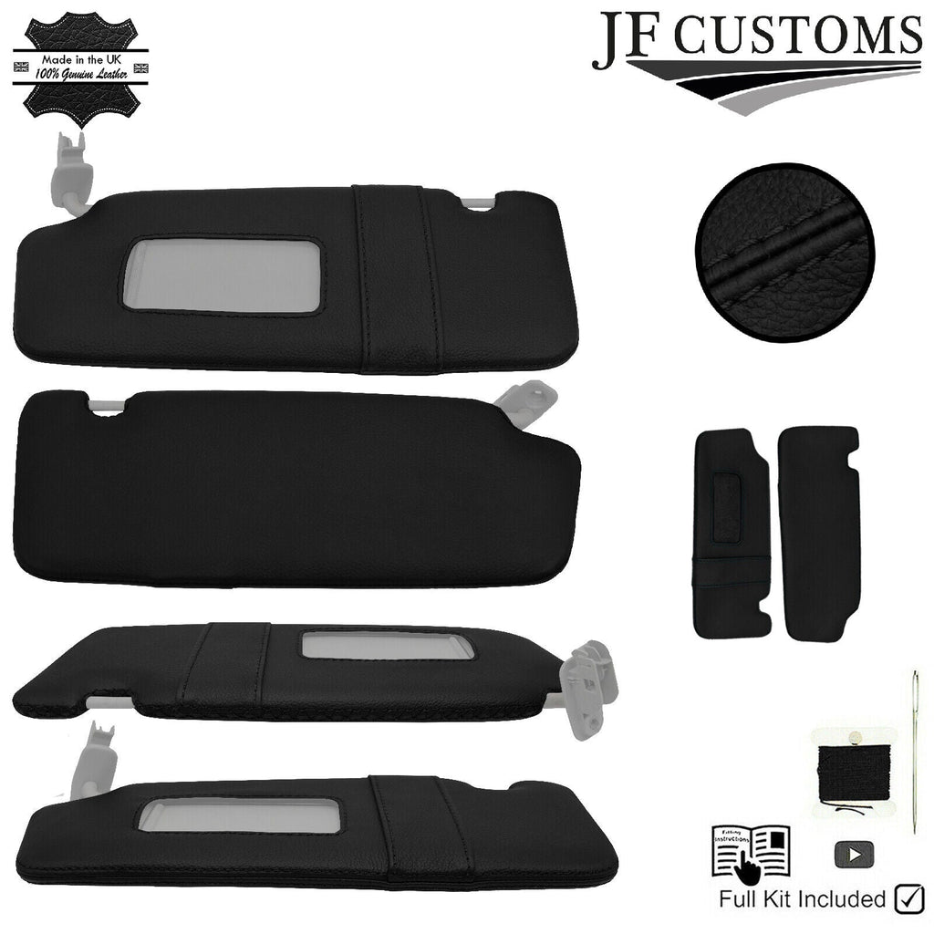 BLACK CROSS STITCH LEATHER 2X SUN VISOR COVERS FOR AUDI A4 B7 2005-2008