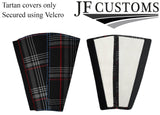 L BLUE STITCH RED TARTAN 2X SEAT BELT TALL COVERS FOR VW GOLF MK8 VIII 19-21