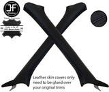 BLUE STITCH 2X A PILLAR REAL LEATHER COVERS FITS SUBARU IMPREZA WRX STI 05-07