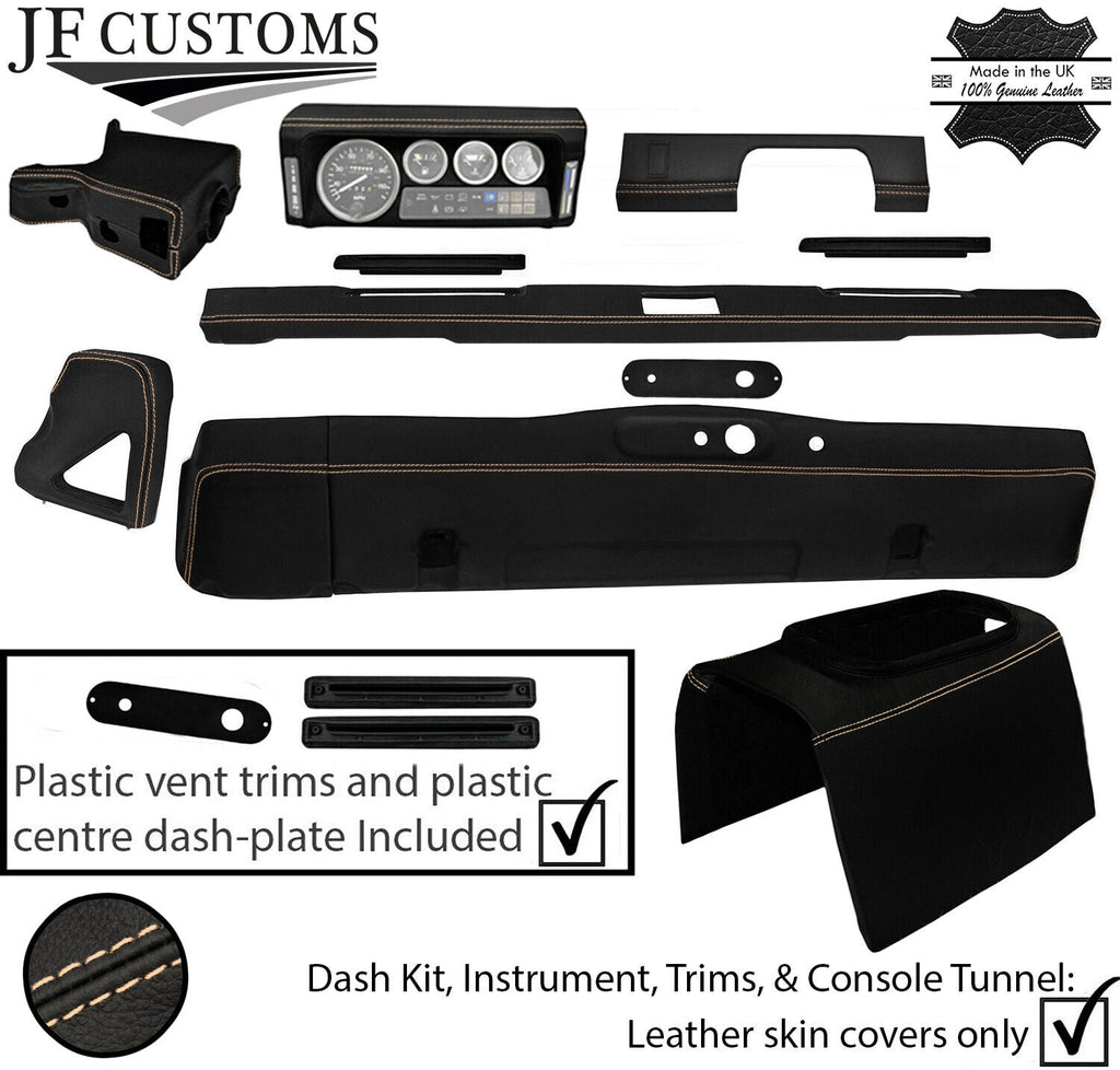 BEIGE STITCH LEATHER COVERS FOR DEFENDER 90 83-06 INTERIOR UPHOLSTERY MID KIT
