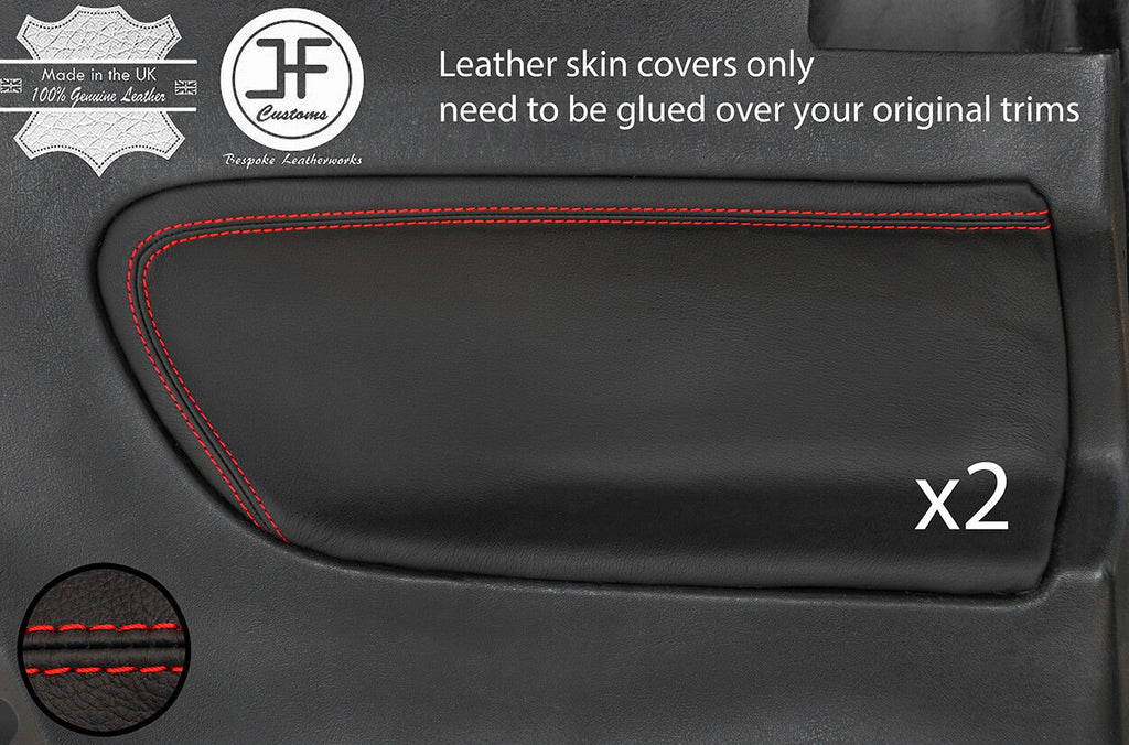 RED STITCH 2X REAR DOOR CARD INSERT LEATHER COVER FOR HONDA PRELUDE MK4 92-96