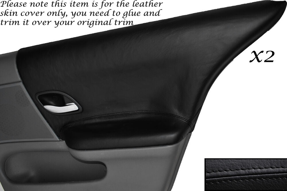 BLACK STITCH 2X REAR DOOR CARDS SKIN COVERS FITS RENAULT LAGUNA MK2 01-05
