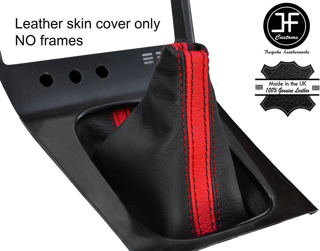 BLACK & RED STRIPE REAL LEATHER GEAR GAITER FITS S13 240SX 200SX 180SX 88-93