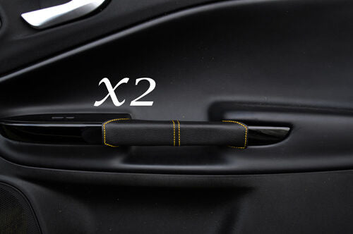 YELLOW STITCH FITS ALFA ROMEO GIULIETTA 10-13+ 2X FRONT DOOR HANDLE LTHR COVERS