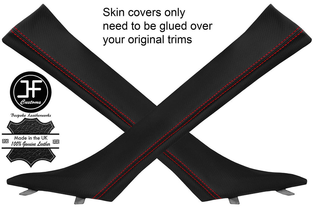 RED STITCH 2X A PILLAR CARBON VINYL COVERS FOR BMW 3 SERIES F30 F31 11-18