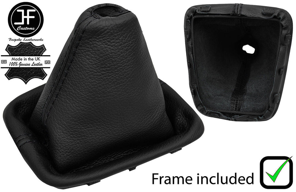 BLACK STITCHING LEATHER GEAR GAITER + PLASTIC FRAME FITS PEUGEOT 5008 09-16