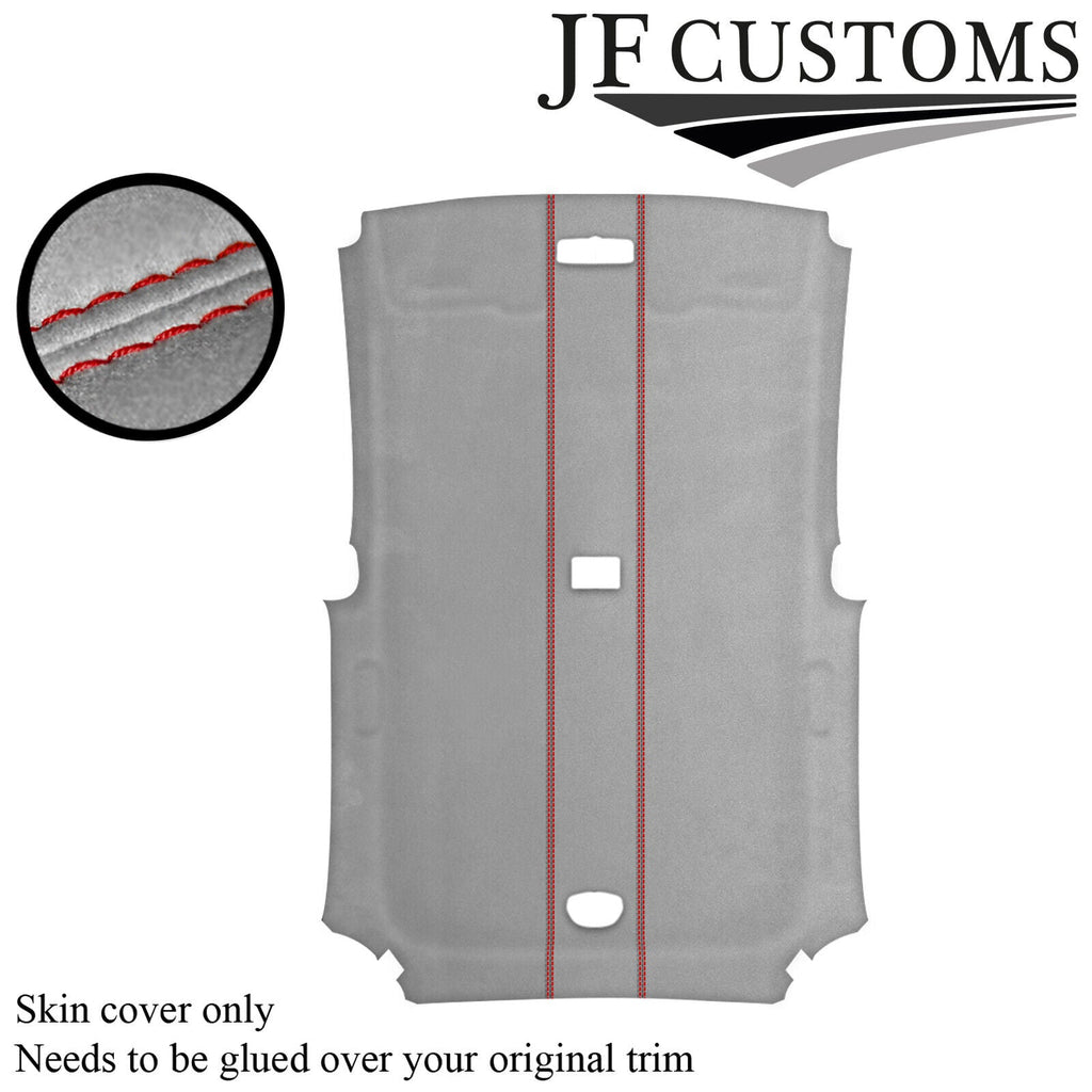 RED STITCH L GREY SUEDE ROOF HEADLINER COVER FOR HONDA CIVIC TYPE R 01-05 3DR