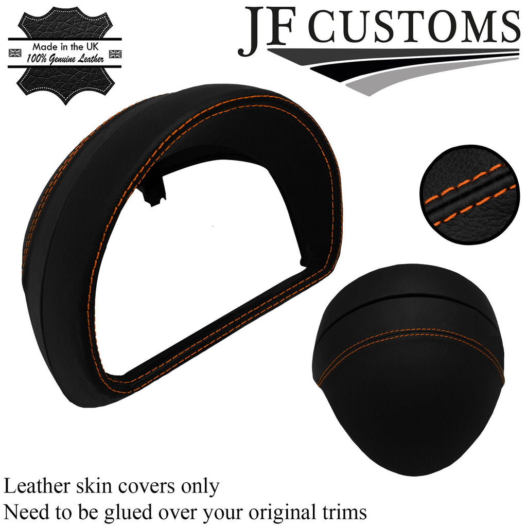 ORANGE STITCH LEATHER SPEEDO SURROUND HOOD COVERS FOR SMART FORFOUR 453 14-19