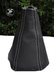 LIGHT GREY DOUBLE STTICH FITS SAAB SS 93 9-3 2003+ REAL LEATHER GEAR GAITER