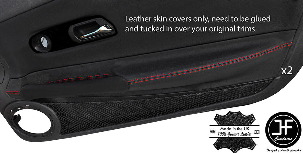 RED STITCH 2X DOOR ARMREST LEATHER COVERS FOR CHRYSLER CROSSFIRE 2003-2008