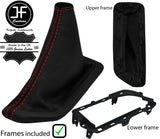RED STITCH LEATHER HANDBRAKE GAITER +2X PLASTIC FRAME FOR MAZDA MX5 MK3 05-08
