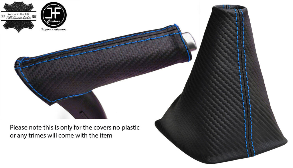 BLUE STITCH CARBON VINYL GEAR & HANDBRAKE HANDLE COVER FITS AUDI A3 8P 04-12