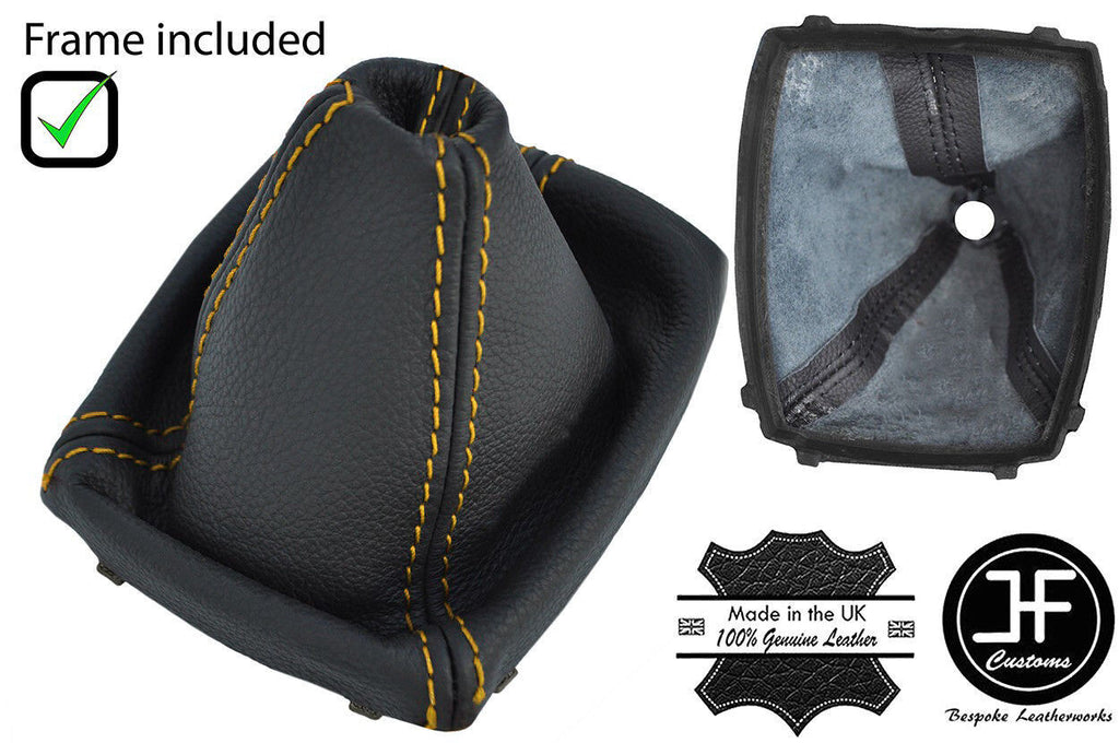 YELLOW STITCH 6 SPEED LEATHER GEAR GAITER + PLASTIC FRAME FOR FORD C MAX 07-10