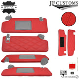 FOR CHEVROLET CAMARO 16-20 RED LEATHER CROSS STITCH 2X SUN VISOR COVERS DSG2