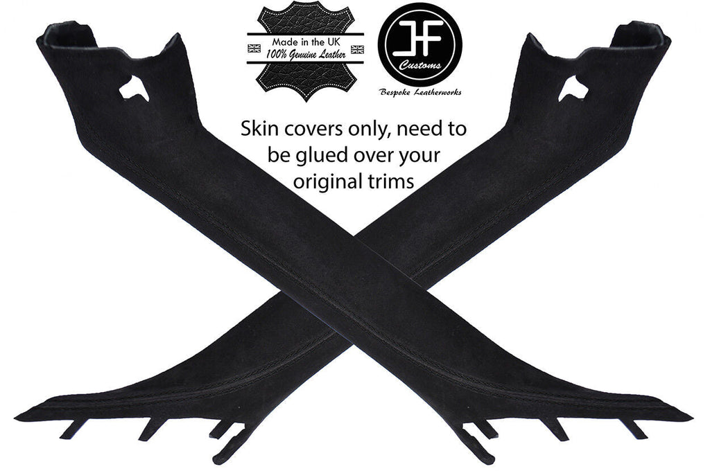 BLACK STITCHING 2X A PILLAR REAL SUEDE COVERS FITS BMW Z4 E89 2009-2017
