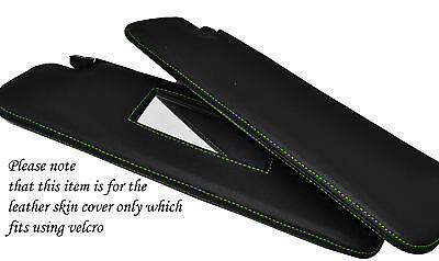 GREEN STITCH 2X SUN VISORS SKIN COVERS FITS PEUGEOT 206CC CONVERTIBLE 98-10