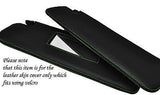 GREEN STITCH 2X SUN VISORS SKIN COVERS FITS PEUGEOT 206CC CONVERTIBLE 98-10