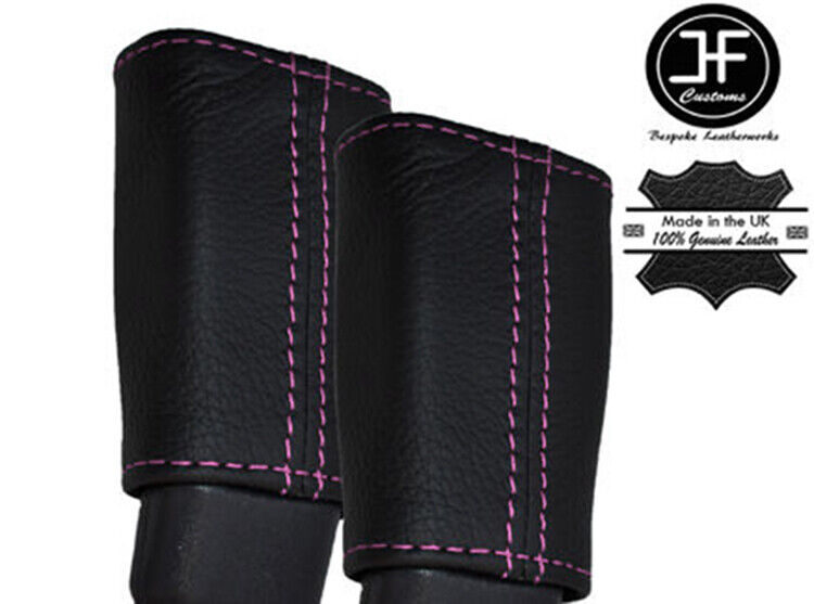 PINK STITCH 2X SEAT BELT REAL LEATHER COVERS FITS BMW MINI R50 R52 R53 01-06