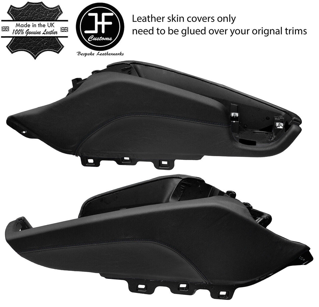 BLACK & BLACK CENTER CONSOLE TRIM REAL LEATHER COVERS FITS AUDI TT MK2 06-14
