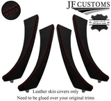 D RED STITCH ITALIAN LEATHER 4X FRONT REAR DOOR HANDLE COVERS FOR BMW E90 E91
