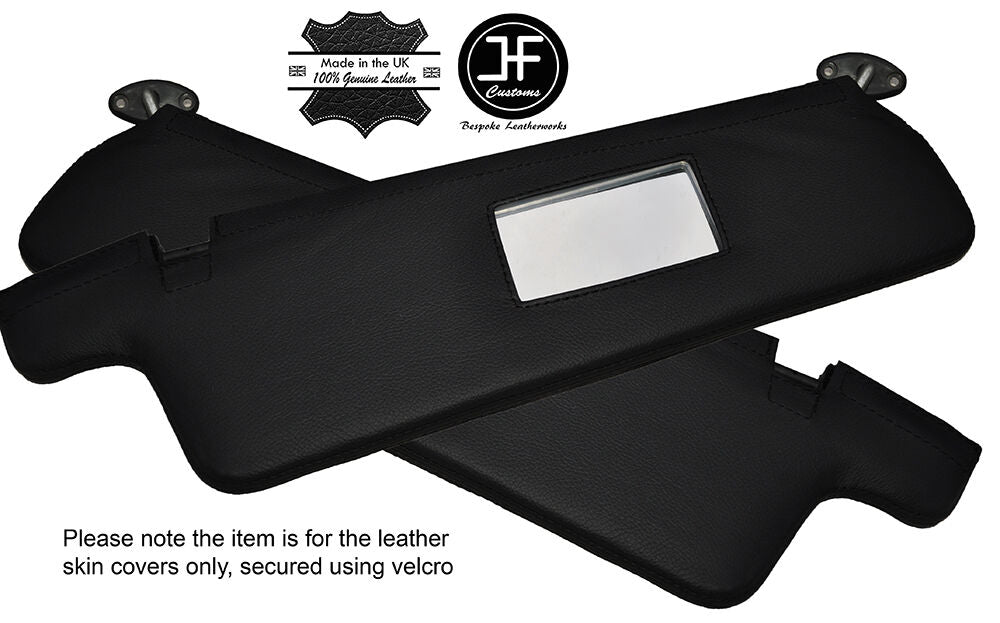 BLACK STITCH 2X SUN VISORS LEATHER COVERS FITS BMW E23 7 SERIES 1977-1986