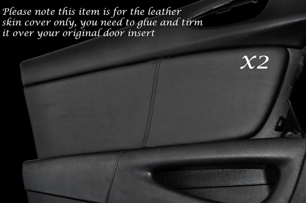 BLACK STITCHING 2X FRONT DOOR CARD LEATHER SKIN COVERS FITS MAZDA RX8 2003-2012