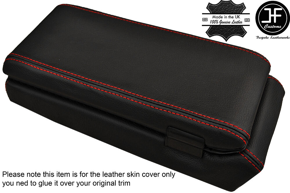 RED  STITCHING ARMREST & STORAGE BOX LEATHER COVERS FITS PORSCHE 924 944 83-85