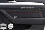 RED STITCH 2 FRONT DOOR CARD TRIM LEATHER COVER FOR VW PASSAT B8 15-18 SALOON
