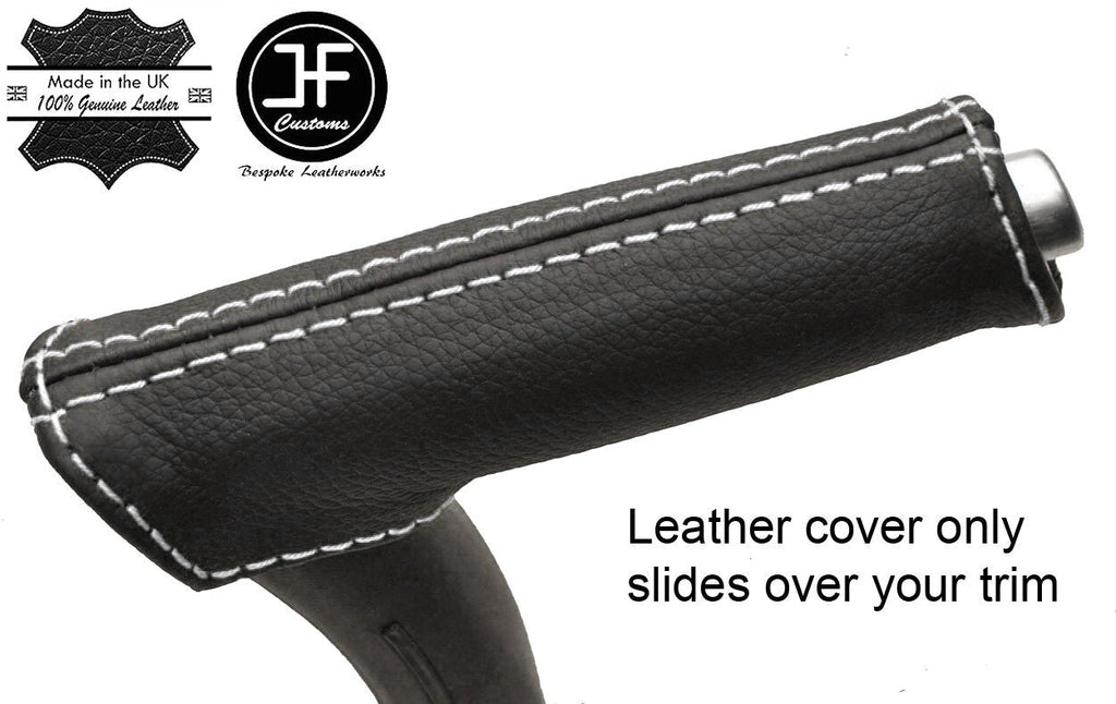WHITE STITCH REAL LEATHER HANDBRAKE HANDLE COVER FITS AUDI A3 8P 04-12