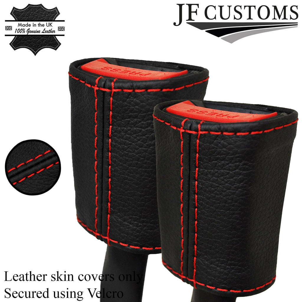 RED STITCHING 2X FRONT SEAT BELT LEATHER COVERS FITS SEAT LEON MK3 2013-2016