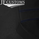 BLUE STITCH LEATHER 2X DOOR CARD COVERS FOR VW T6 TRANSPORTER FACELIFT 2020+