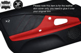 BLACK PERFORATED & RED LEATHER 2X DOOR CARD TRIM COVER FITS HONDA S2000 99-03