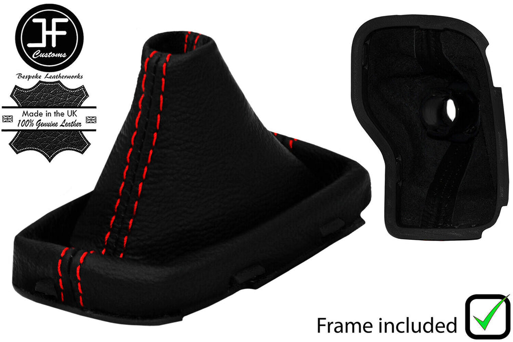 RED STITCH LEATHER AUTOMATIC GEAR GAITER+PLASTIC FRAME FOR JEEP COMPASS 17-20
