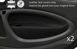 BLACK&BLACK 2X FRONT DOOR CARD TRIM LEATHER COVER FITS SMART FORTWO 453 14-19