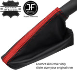 BLACK & RED STRIPE TOP GRAIN LEATHER HANDBRAKE GAITER FITS PEUGEOT 508 11-17