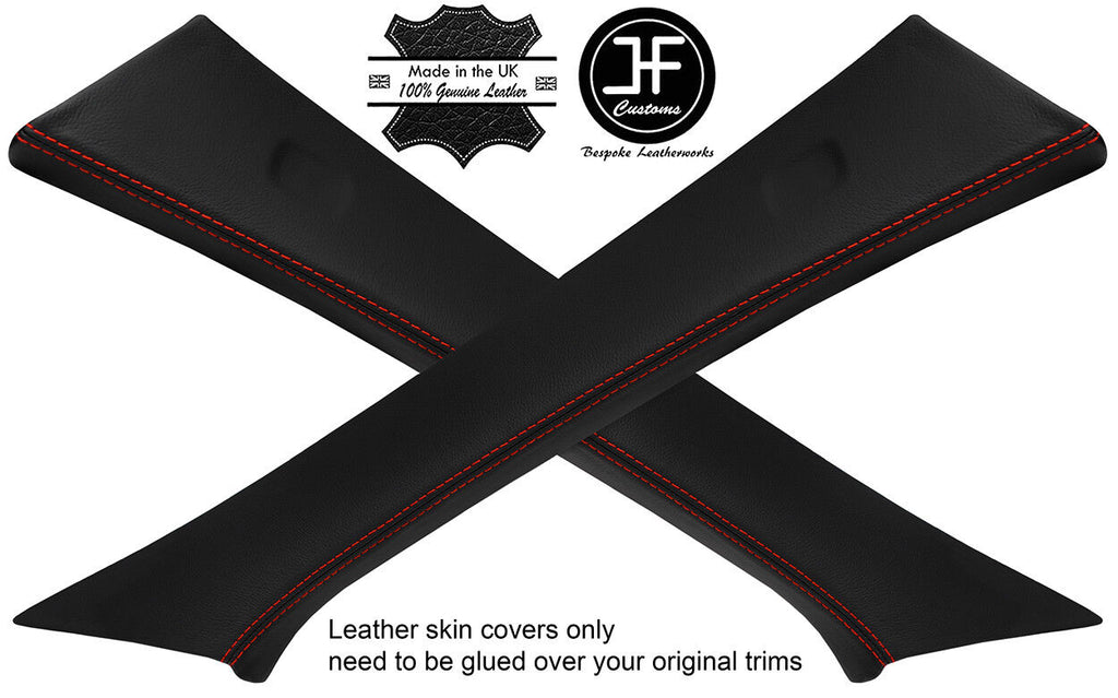 RED  STITCH 2X A PILLAR REAL LEATHER COVERS FITS MERCEDES A CLASS W176 12-16