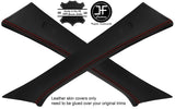 RED  STITCH 2X A PILLAR REAL LEATHER COVERS FITS MERCEDES A CLASS W176 12-16
