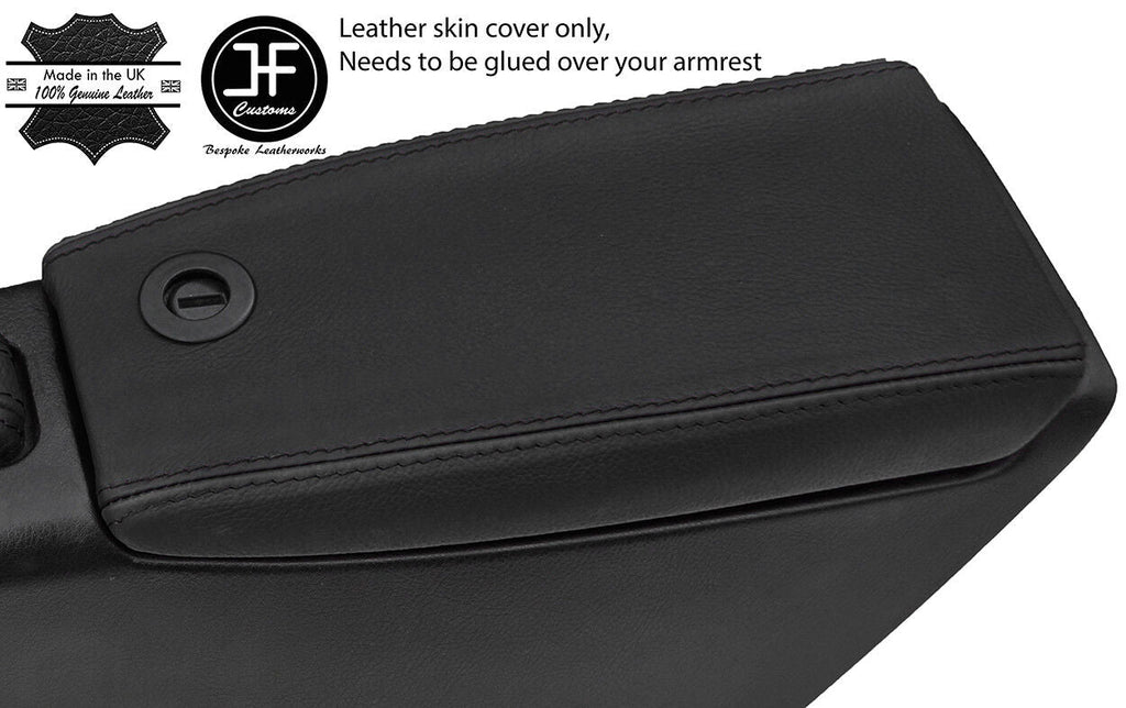 BLACK & BLACK GENUINE REAL LEATHER ARMREST LID COVER FITS FIAT BARCHETTA 95-05