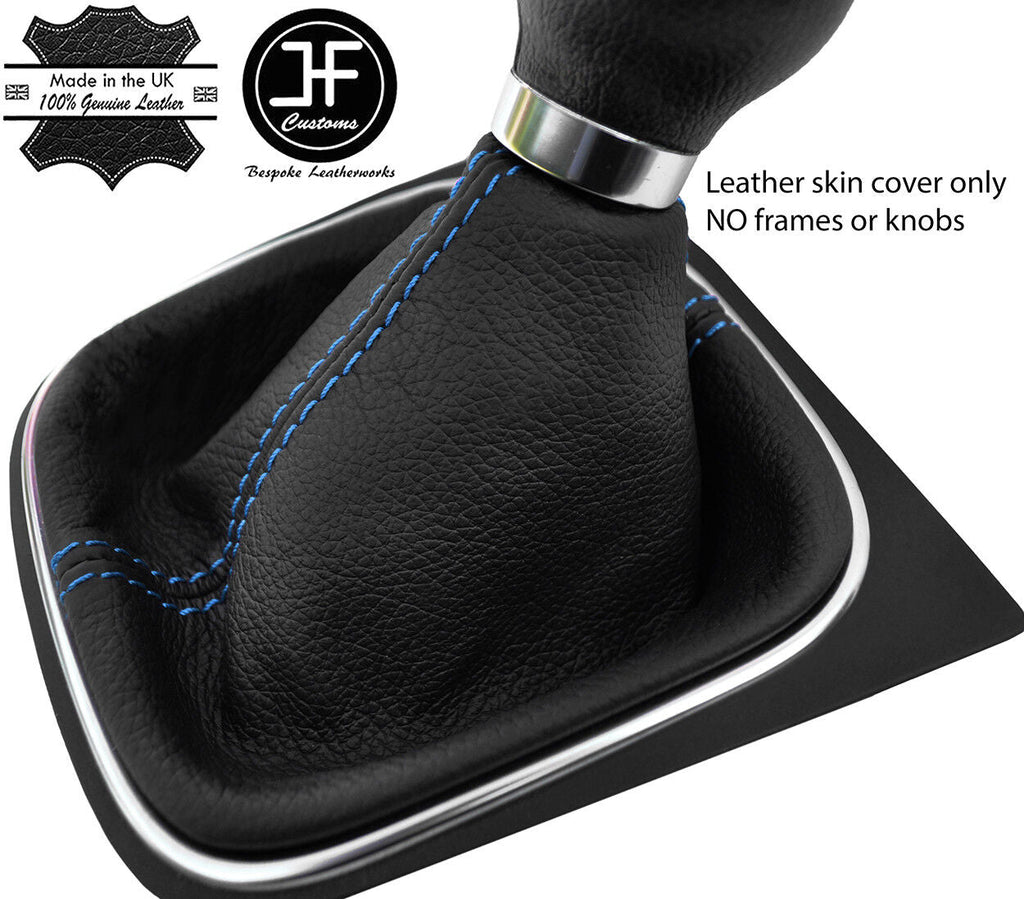BLUE STITCHING TOP GRAIN LEATHER MANUAL GEAR GAITER FITS VW GOLF MK6 VI 09-13