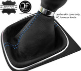 BLUE STITCHING TOP GRAIN LEATHER MANUAL GEAR GAITER FITS VW GOLF MK6 VI 09-13